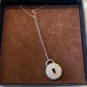 Locket necklace with silver rhinestones